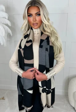 Take Me Out Beige Slogan Design Scarf