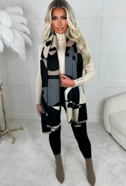 Take Me Out Beige Slogan Design Scarf