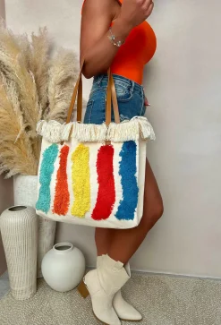 Take Me To Tropez Cream Beach Tote Bag