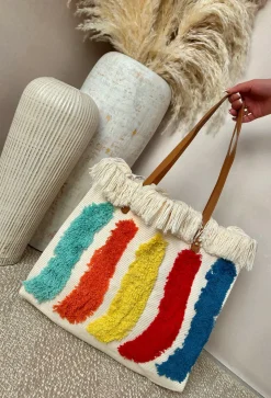 Take Me To Tropez Cream Beach Tote Bag