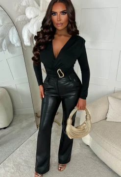 That Diva Black Gold Detail Stretch Bodysuit