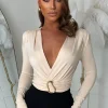 That Diva Cream Gold Detail Stretch Bodysuit