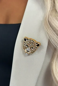 The Hustle Gold Jaguar Head Brooch