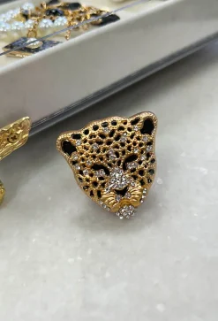 The Hustle Gold Jaguar Head Brooch