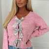 Totally In Love Pink Sequin Bow Jumper