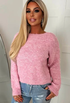 Totally In Love Pink Sequin Bow Jumper