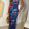 Tropical Escape Cobalt Tropical Printed Maxi Dress
