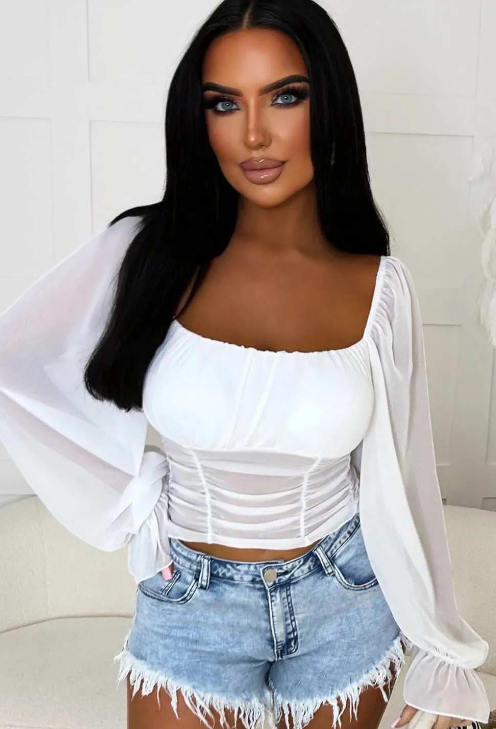 Trust In Me White Milkmaid Mesh Top