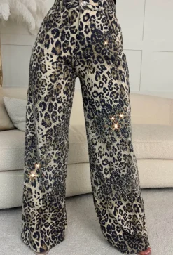 Ultimate Revolution Leopard Straight Leg Diamante Jeans