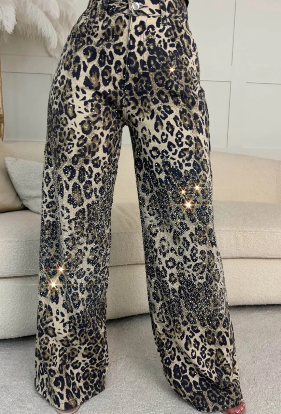 Ultimate Revolution Leopard Straight Leg Diamante Jeans