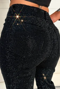 Ultimate Sparkle Black Straight Leg Stretch Diamante Jeans
