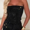 Ultimately Yours Black Diamante Bandeau Top