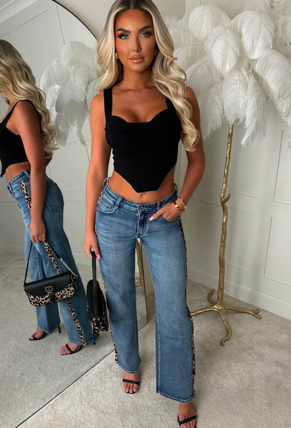 Ultimately Yours Stretch Leopard Print Side Stripe Jeans