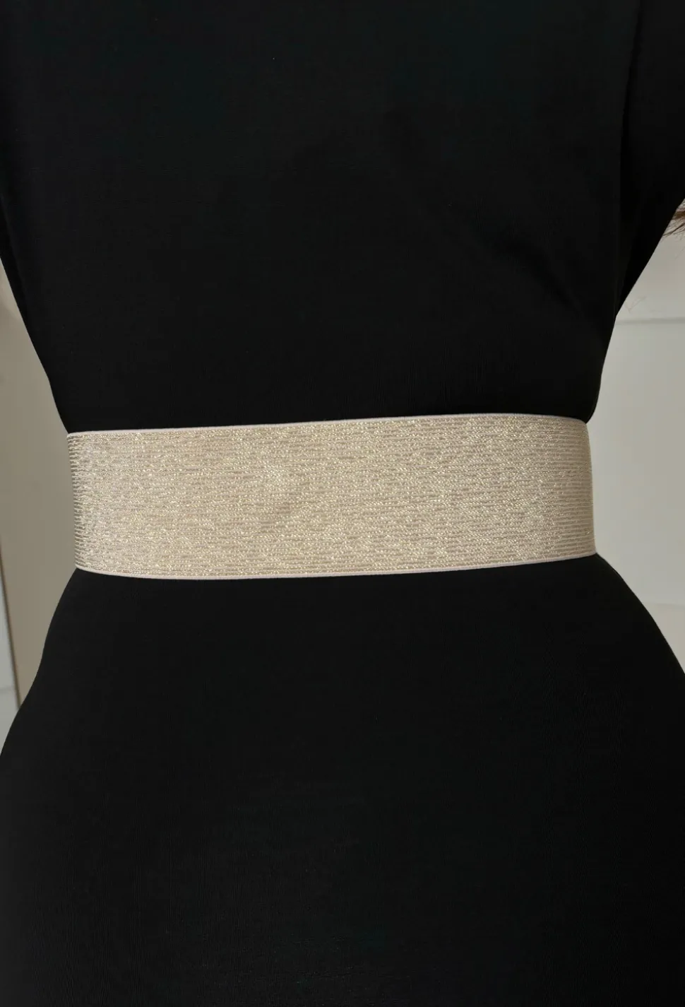 Va Va Voom Champagne Embellished Buckle Elasticated Belt