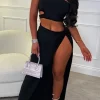Vacay Paradise Black Maxi Skirt Co-Ord Set