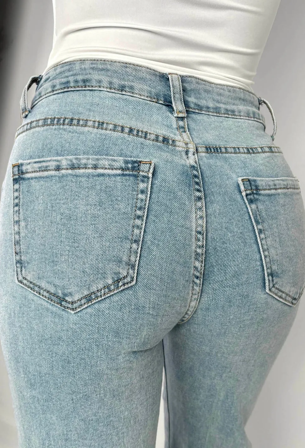 Viva Glam Light Wash Wide Leg Diamante Heart Jeans