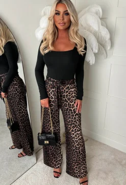 Wild Embrace Leopard Print Belted Trousers