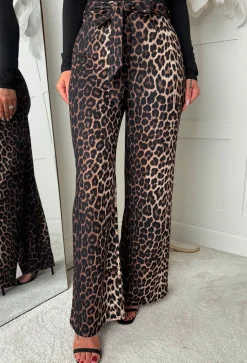 Wild Embrace Leopard Print Belted Trousers