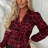 Wild Kisses Hot Pink Leopard Print Tie Knot Top