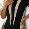 Wild Visions Black Mesh Panelled Bodysuit