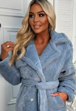 Wrap Up Tight Blue Teddy Belted Coat