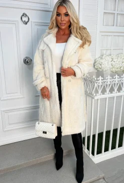 Wrap Up Tight Cream Teddy Belted Coat