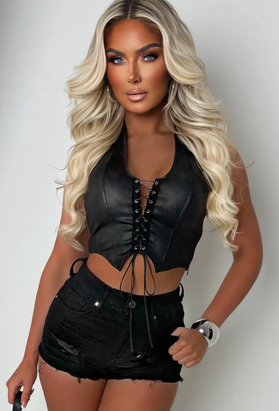 Your Honey Black Stretch Raw Edge Distressed Denim Shorts