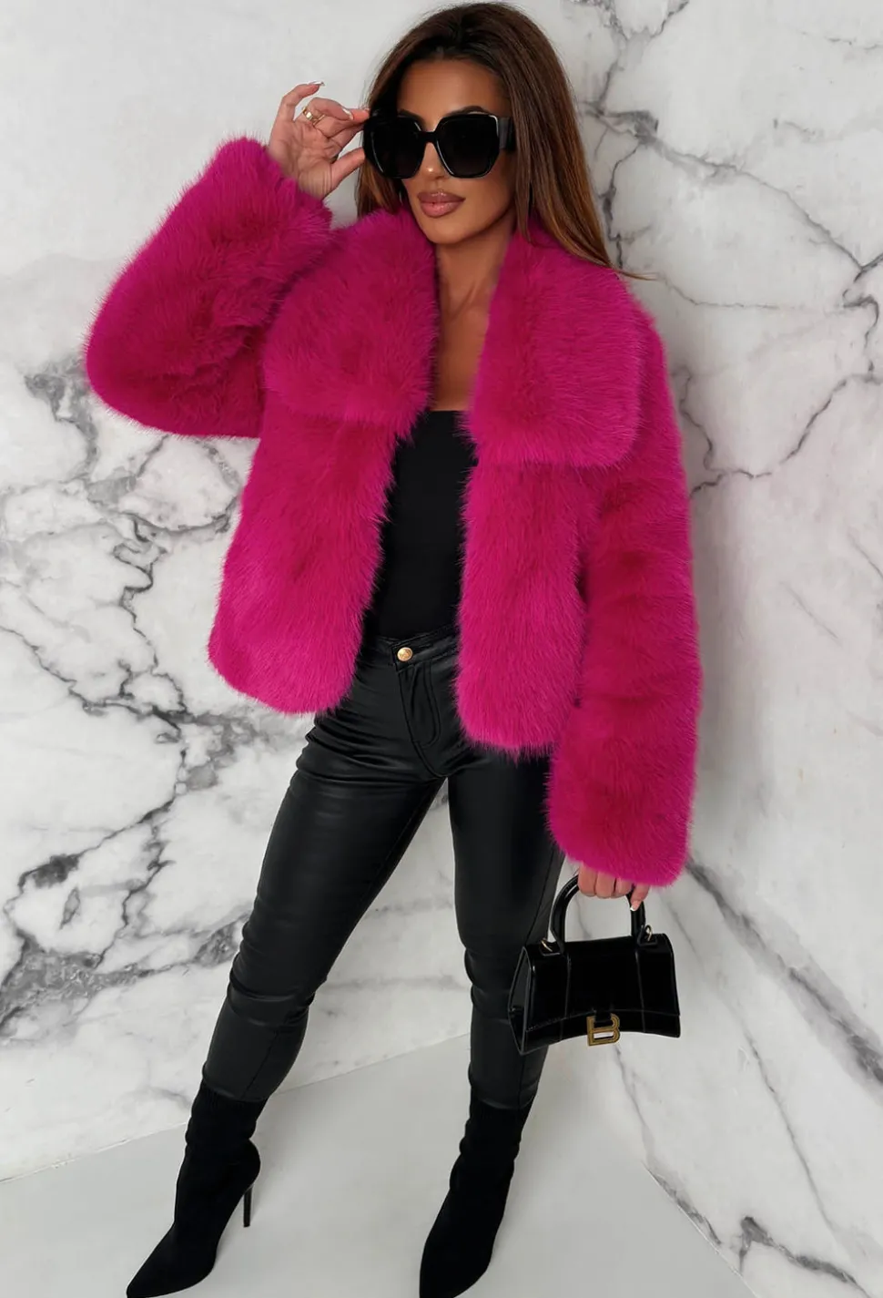 Yours Forever Hot Pink Ultra Thick Faux Fur Jacket